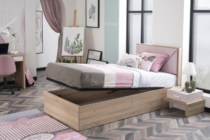 Pat cu spatiu de depozitare 100x200 cm pentru camera fetelor, Colectia Angel City [4]