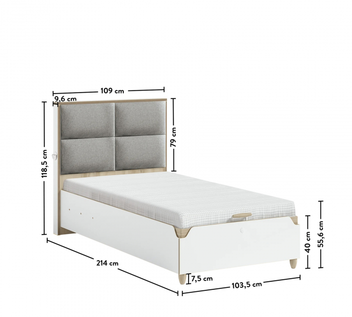 Pat cu spatiu de depozitare pentru copii si tineret Colectia Modera, 100x200 cm [8]