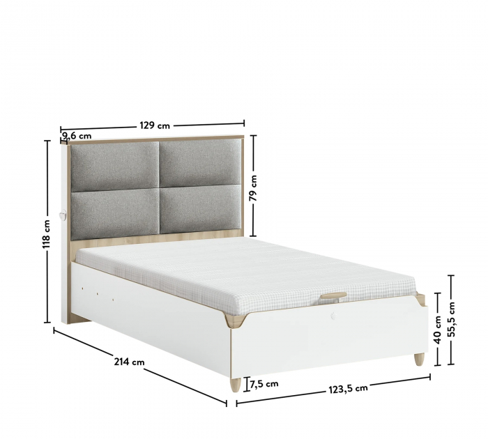 Pat cu spatiu de depozitare pentru copii si tineret Colectia Modera, 120x200 cm [6]