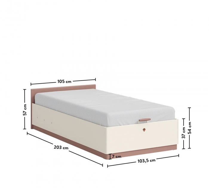 Pat cu spatiu depozitare pentru camera fetelor Colectia Elegance 100x200 cm [7]