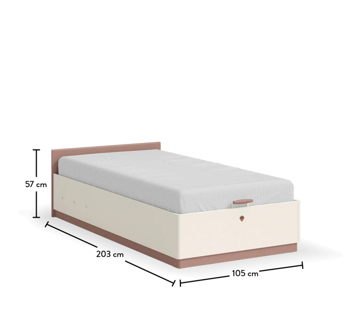 Pat cu spatiu depozitare pentru camera fetelor Colectia Elegance 100x200 cm [8]