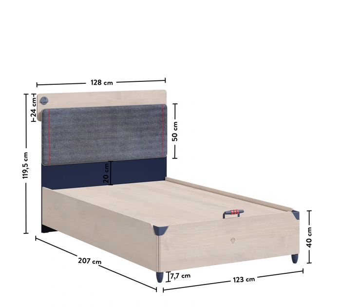 Pat cu spatiu depozitare, pentru copii Colectia Trio 120x200 cm [5]