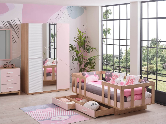 Pat cu spatiu depozitare pentru copii mici (Toddler Bed) 90x200 cm, colectia Angel City [4]