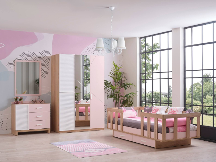 Pat cu spatiu depozitare pentru copii mici (Toddler Bed) 90x200 cm, colectia Angel City [3]