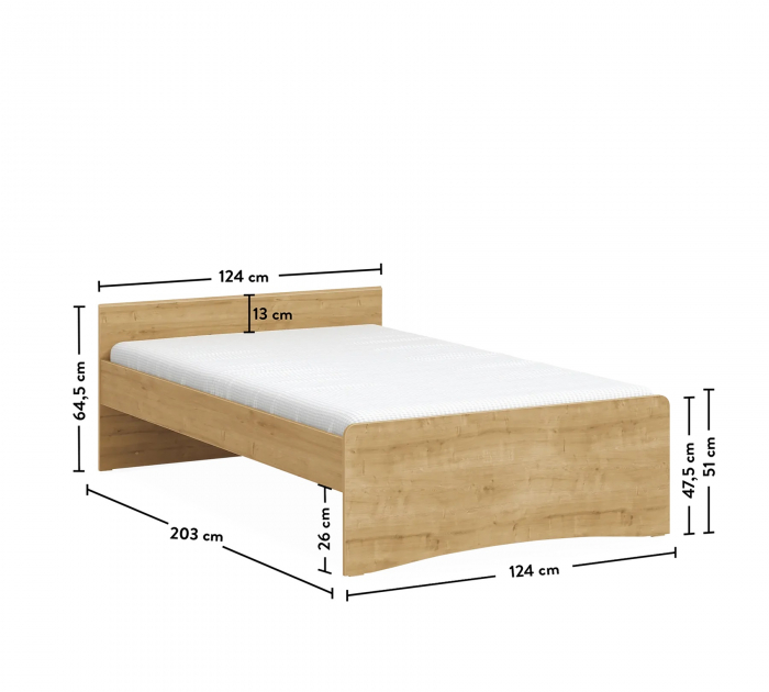 Pat Mocha 120x200 cm cu tăblie pentru copii și adolescenți – eleganță naturală și design modern [3]