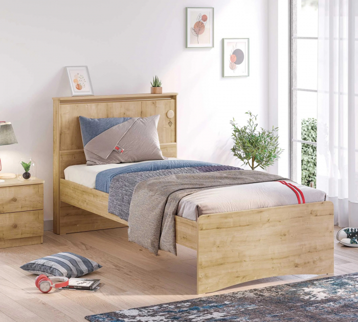 Pat Mocha 120x200 cm cu tăblie pentru copii și adolescenți – eleganță naturală și design modern [2]