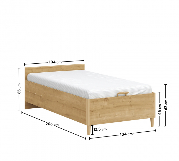 Pat cu tablie cu rafturi si spatiu de depozitare, Colectia Mocha (100x200 cm) [4]