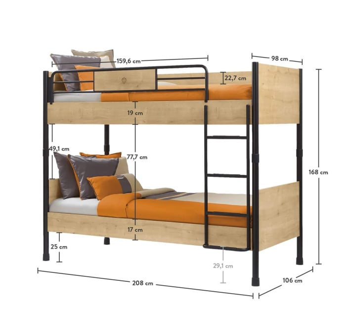 Pat etajat pentru copii, Colectia Mocha, 90x 200 cm [6]