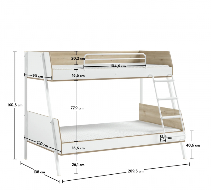 Pat etajat pentru copii, Colectia Modera (90x 200-120x200 cm) [9]