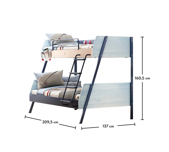 Pat etajat pentru copii, Colectia Trio (90x 200-120x200 cm) [5]