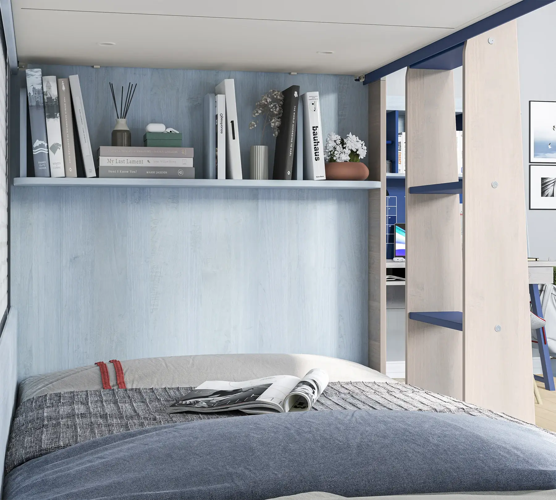 Pat etajat pentru copii, design functional si modern Colectia Trio 90x200 cm [3]