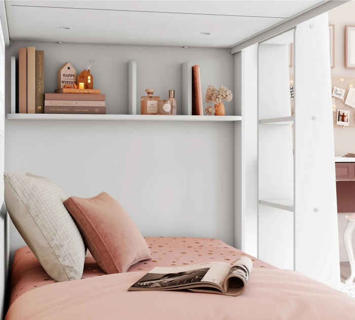 Pat etajat pentru copii, design funcțional și modern Colectia Varia white 90x200 cm [4]