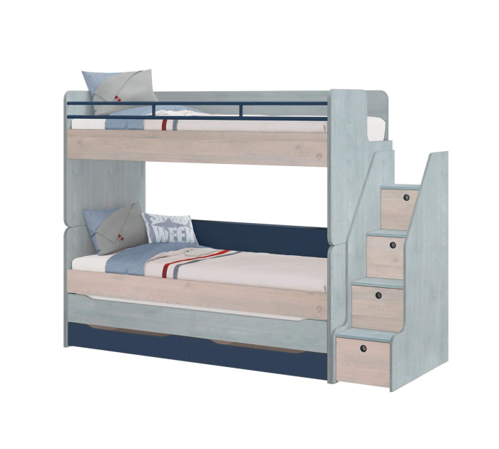 Pat etajat pentru copii Studio trio, cu spațiu de depozitare – saltea 90x200 cm [2]