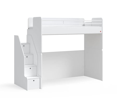 Pat etajat pentru copii Studio White, cu birou si dulap – saltea 90x200 cm [4]