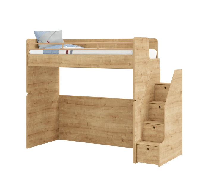 Pat etajat pentru copii Studio Mocha, cu birou si dulap – saltea 90x200 cm [6]