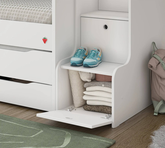 Pat etajat pentru copii Studio White, cu birou si dulap – saltea 90x200 cm [3]