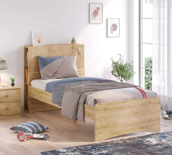 Pat Mocha 120x200 cm cu tăblie cu rafturi – spațiu organizat și design modern pentru copii și adolescenți [2]