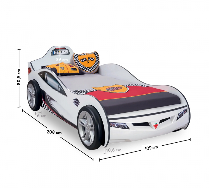 Pat masina Coupe-alba, colectia Champion Racer 90x190 Cm [6]