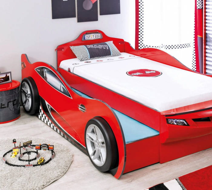 Pat mașinuță pentru copii Race Cup Red (190x90 cm) cu pat suplimentar (90x180 cm) [3]