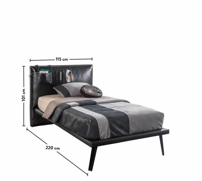 Pat pentru camera adolescentilor Colectia Dark Metal 100x200 cm [5]