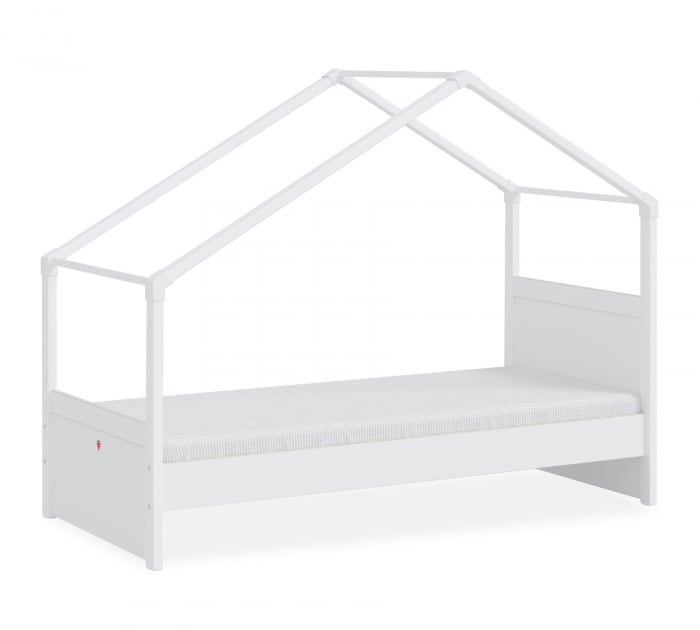 Pat 90x200 cm, cu copertina roz, pentru camera copil, Colectia Montes White [2]