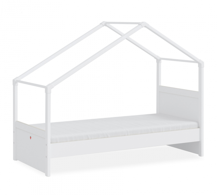 Pat 90x200 cm, cu copertina verde, pentru camera copil, Colectia Montes White [2]