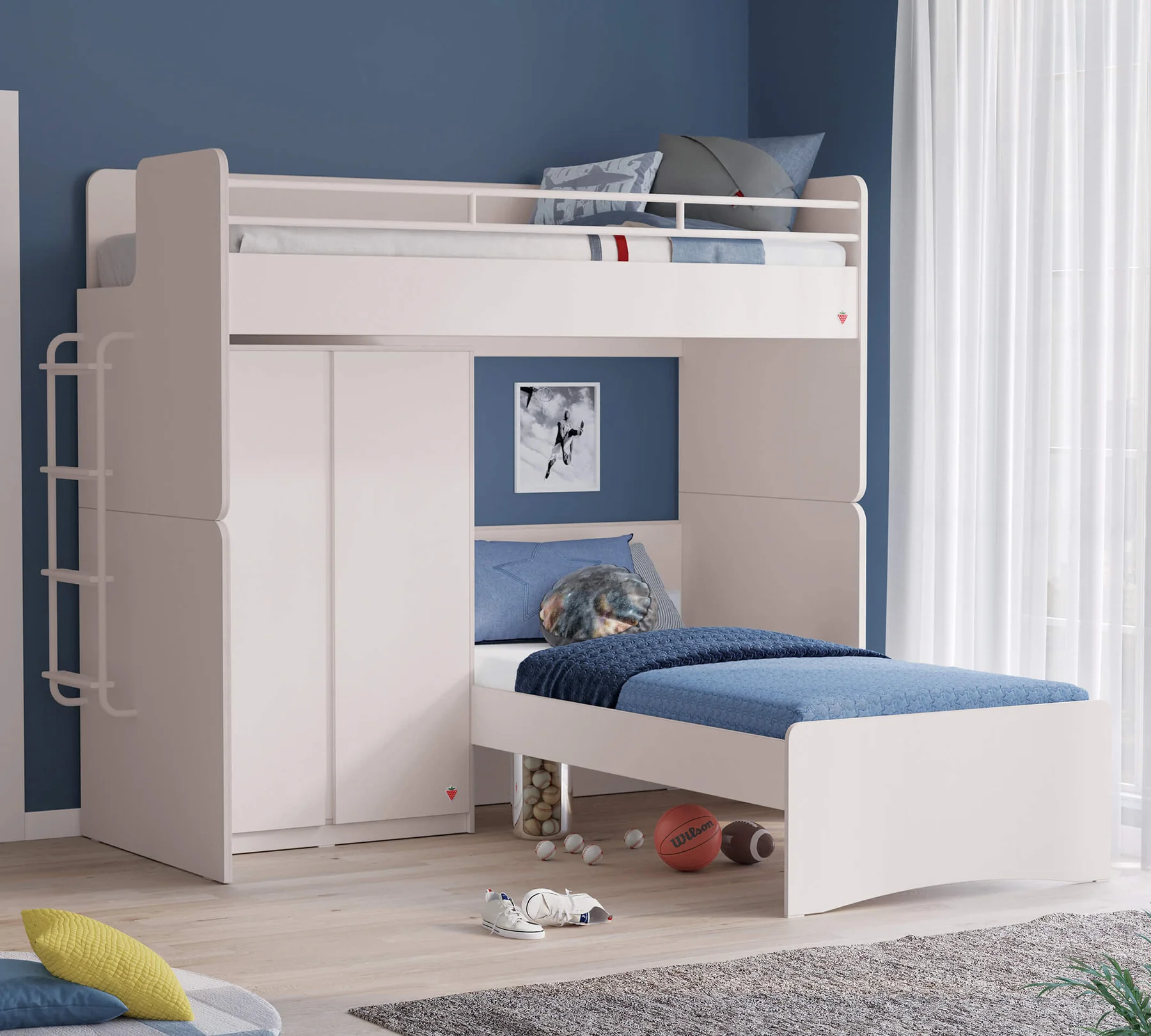 Pat Studio White pentru copii (90x200 cm)- partea de sus [6]