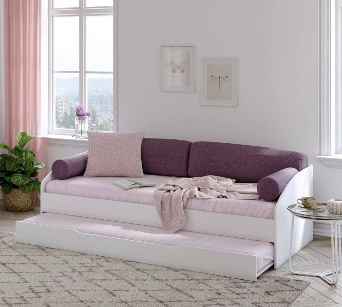 Pat suplimentar pentru camera copii Daybed Alb 90x200 cm [2]