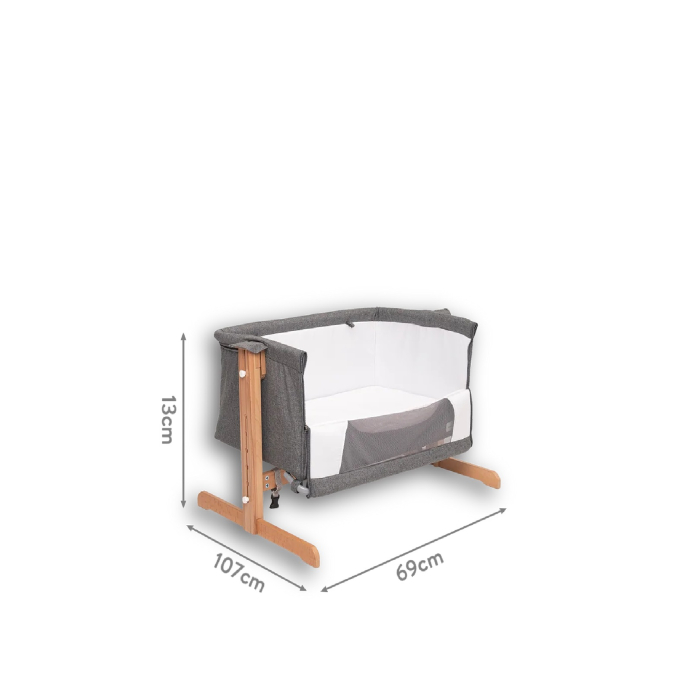 Patut co-sleeper pentru bebelusi, reglabil pe inaltime, picioare lemn, gri [4]