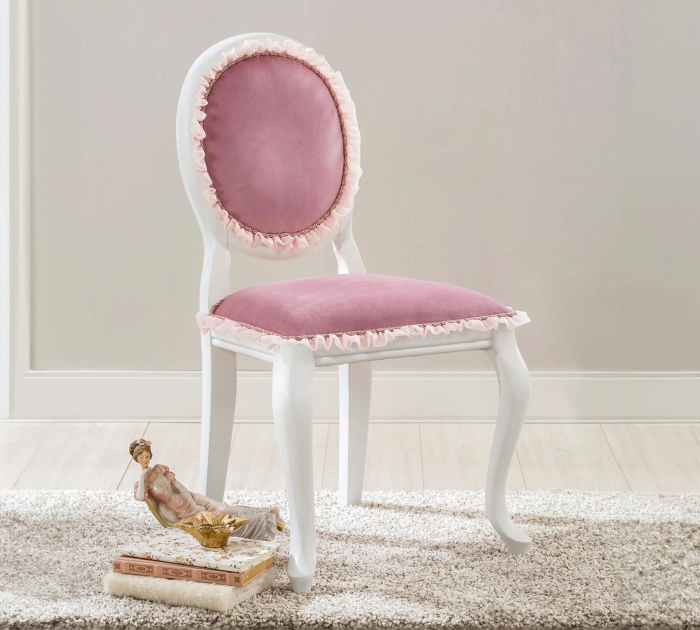 Scaun pentru copii, tapitat cu stofa cu picioare din lemn Dream Pink [5]