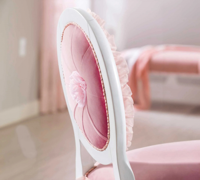 Scaun pentru copii, tapitat cu stofa cu picioare din lemn Dream Pink [4]