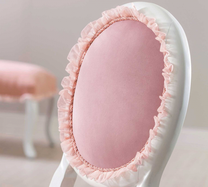 Scaun pentru copii, tapitat cu stofa cu picioare din lemn Dream Pink [2]