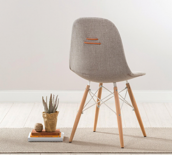 Scaun pentru copii, tapitat cu stofa cu picioare din lemn Quatro Chair Beige [3]