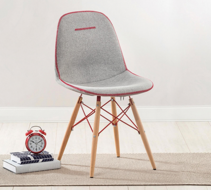 Scaun pentru copii, tapitat cu stofa cu picioare din lemn Quatro Chair Grey [2]