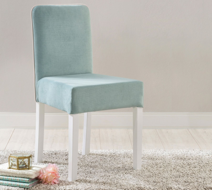 Scaun pentru copii, tapitat cu stofa cu picioare din lemn Summer Blue [2]