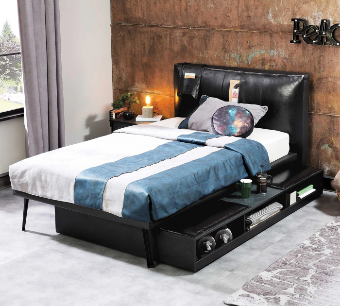 Sertar pat multifunctional Colectia Dark Metal 90x190 cm [3]