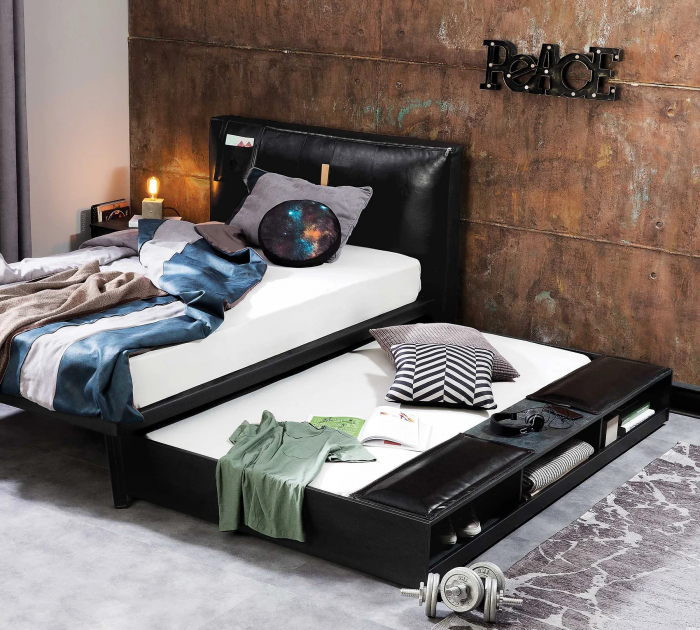 Sertar pat multifunctional Colectia Dark Metal 90x190 cm [4]