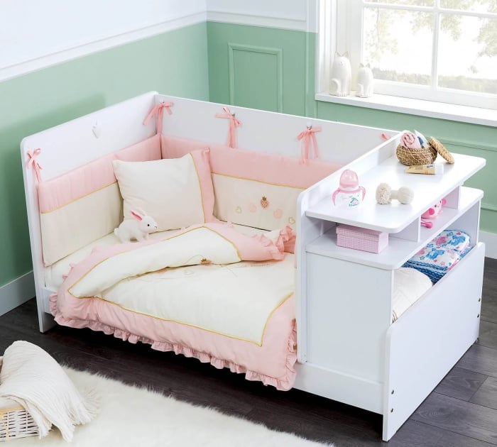Set lenjerie pentru patut bebe, colectia Queen Baby 75x115 cm [2]