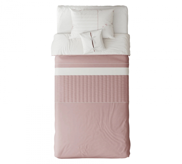 Set pentru pat copii Rossy 175x235 cm – crem cu roz pudrat, design elegant [1]