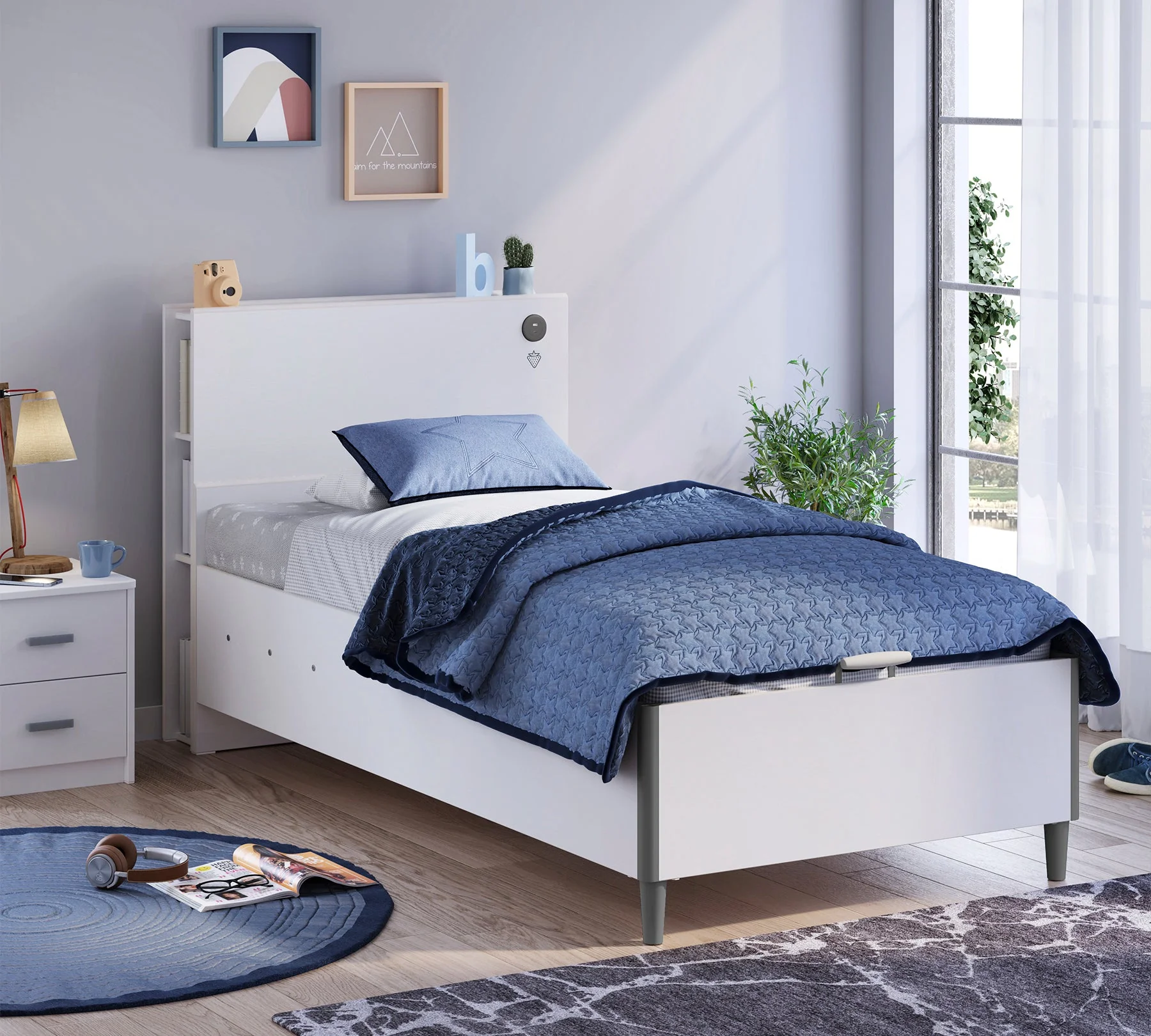 Tablie cu rafturi, pentru patul 120x200 cm, Colectia White [3]