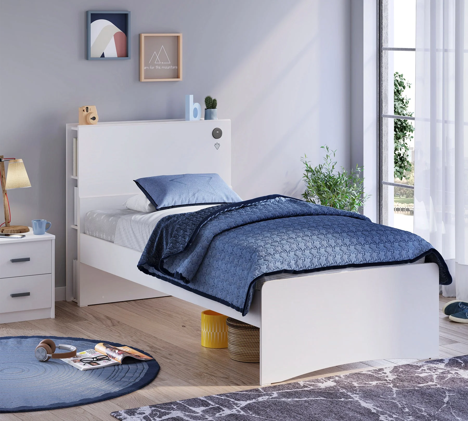 Tablie cu rafturi, pentru patul 100x200 cm, Colectia White [2]