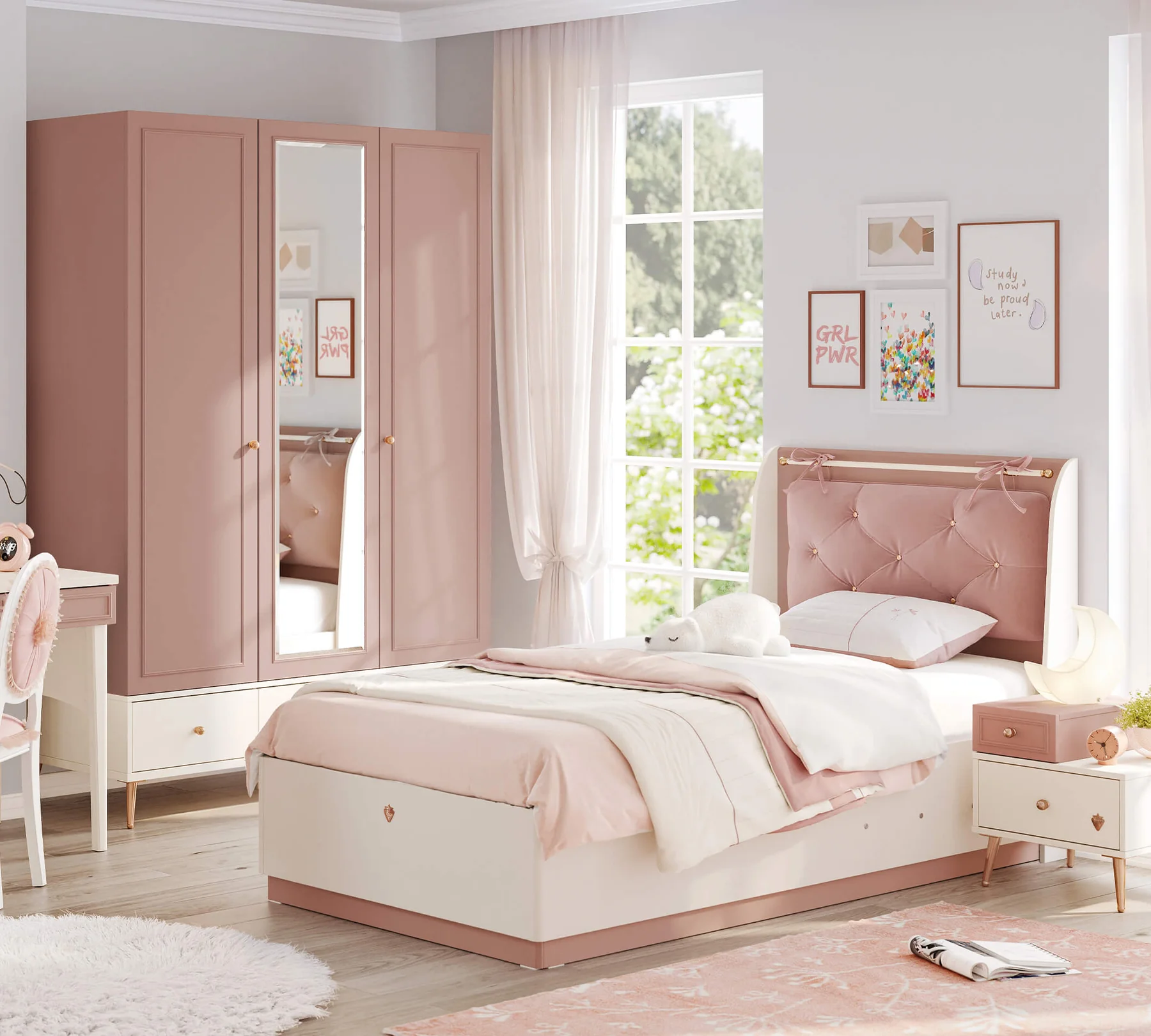 Tablie pal si decor tapitat pentru pat 100x200 cm, Colectia Elegance [7]