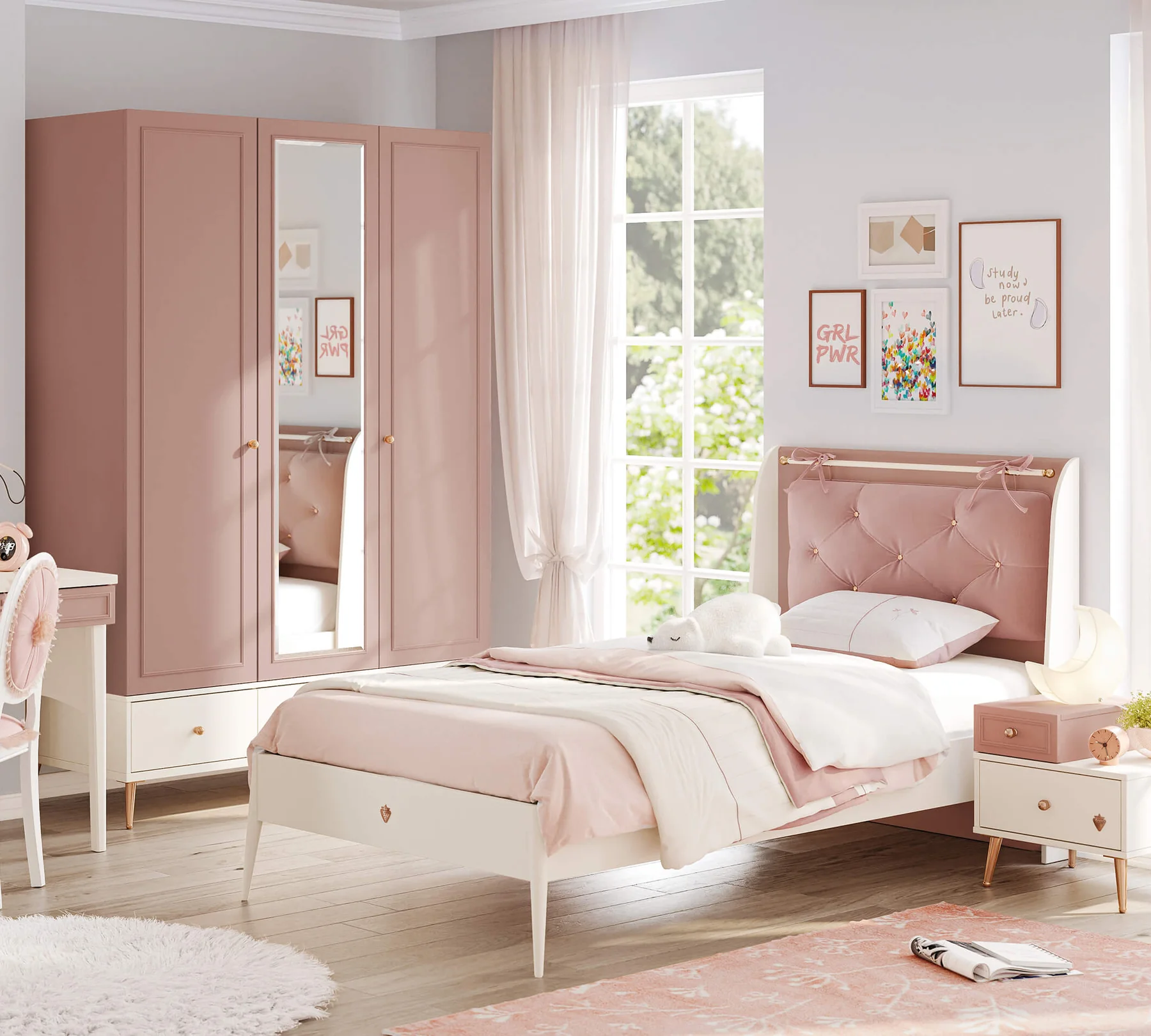 Tablie pal si decor tapitat pentru pat 120x200 cm, Colectia Elegance [4]