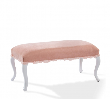 Scaune copii - Banca pentru camera copii, tapitata cu stofa cu picioare din lemn Dream Ottoman Salmon