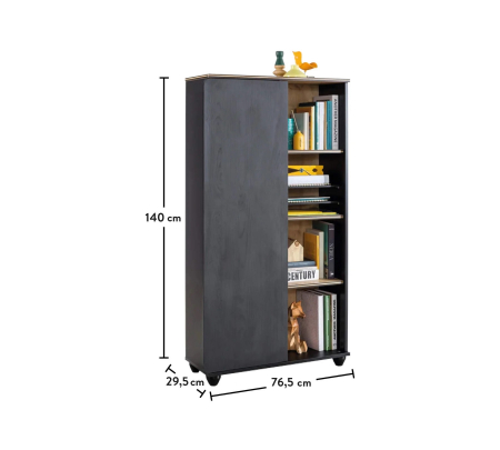 Biblioteca cu depozitare Colectia Black, 76,5x140x29,5cm [3]