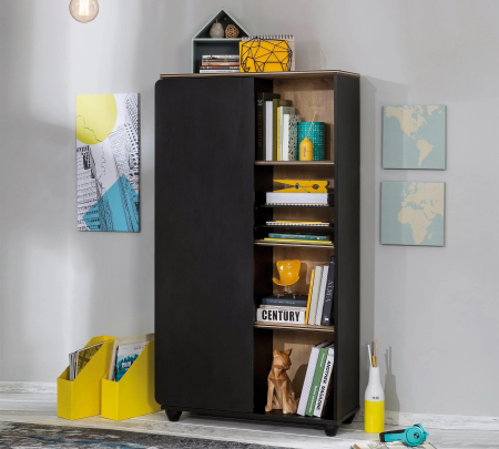 Biblioteca cu depozitare Colectia Black, 76,5x140x29,5cm [2]