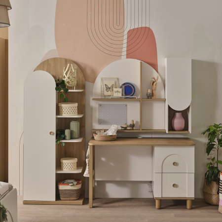 Bibliotecă Louis cu 1 ușă și 4 rafturi – design scandinav, 70x35x174 cm [5]