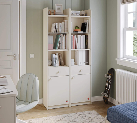 Bibliotecă pentru copii cu rafturi și sertar 43x184x38 cm, colecția Varia [1]