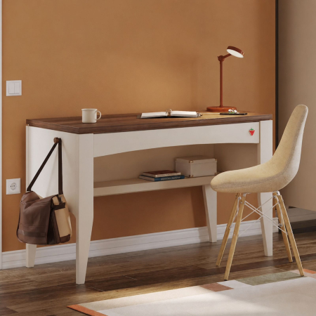Birouri de studiu camera copii - Birou copii colecția Lapel, 120x60x77 cm, design elegant, bej și maro