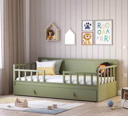 Pat tip canapea pentru copii, cu ladă extensibilă (100x200 cm) – design modern [2]